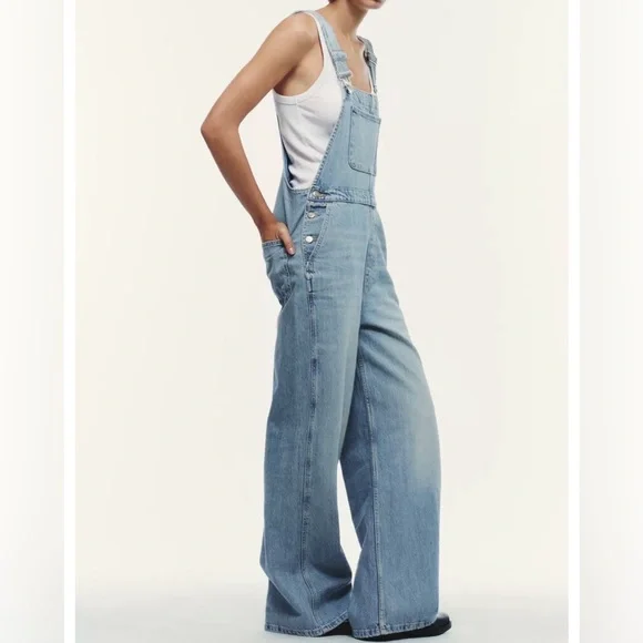 Zara TRF Denim Overalls Womens XS Blue Bib Overall Jeans NWT Festival Casual - Picture 4 of 9